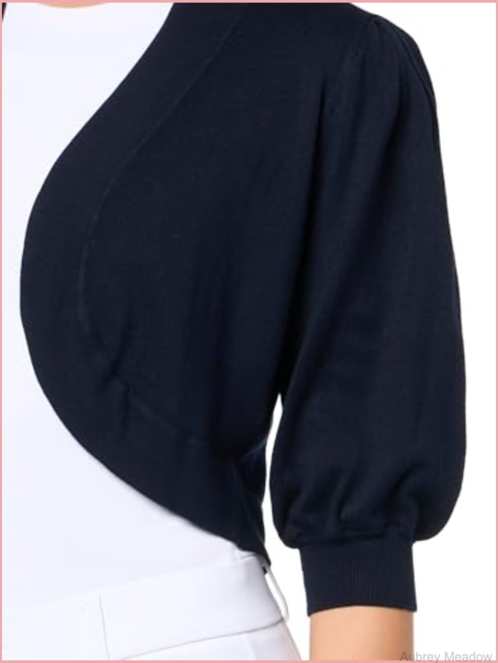 Women's Cropped Bolero Cardigan Open Front 3/4 Sleeve Knit Layering Piece - Picture 3 of 3